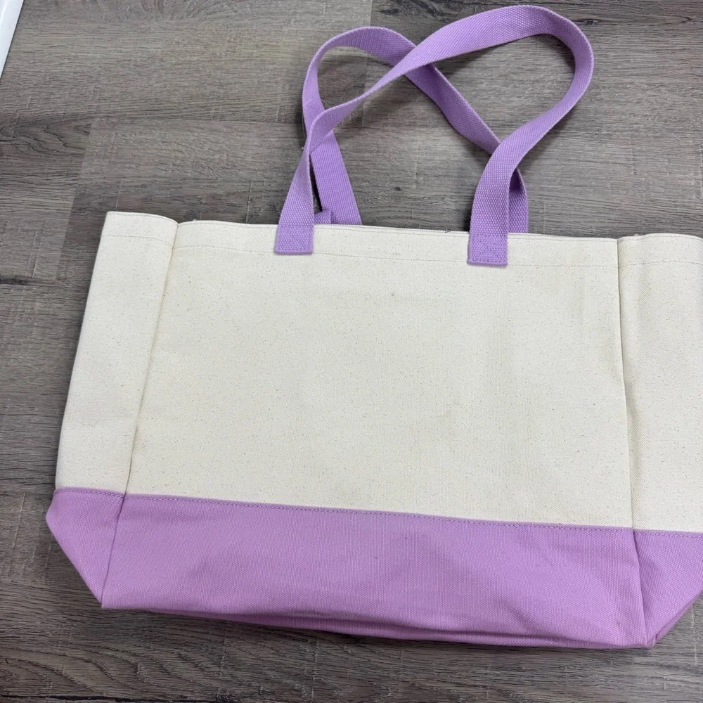 Life is Good Canvas Tote Bag Groovy Tye Dye Cream Purple Pool Travel Beach Boat